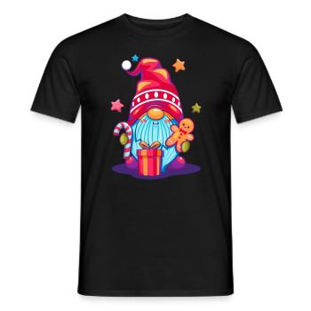 Colorful Christmas Elves Pop Art Cartoon - Men's T-Shirt - black - Front - AI Model Male 178 light (178cm)