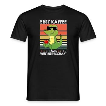 Krokodil Alligator Kaffee-Sonnenbrille - Männer T-Shirt - Schwarz - Vorne - AI Model Male 178 light (178cm)
