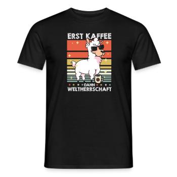 Lama Llama Kaffee-Sonnenbrille - Männer T-Shirt - Schwarz - Vorne - AI Model Male 178 light (178cm)