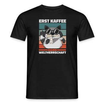 Waschbär Sonnenbrille Kaffee - Männer T-Shirt - Schwarz - Vorne - AI Model Male 178 light (178cm)