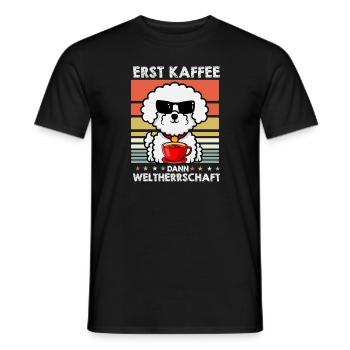 Bichon Frize Sonnenbrille Kaffee - Männer T-Shirt - Schwarz - Vorne - AI Model Male 178 light (178cm)