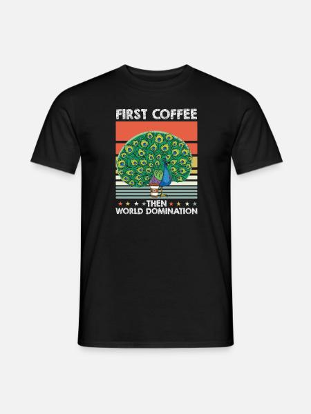 Peacock Bird Coffee - Men's T-Shirt - black