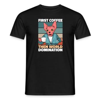 Sphynx Katze Kaffee - Männer T-Shirt - Schwarz - Vorne - AI Model Male 178 light (178cm)