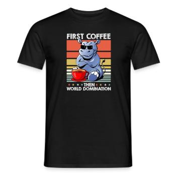 Nilpferd Flusspferd Kaffee-Sonnenbrille - Männer T-Shirt - Schwarz - Vorne - AI Model Male 178 light (178cm)
