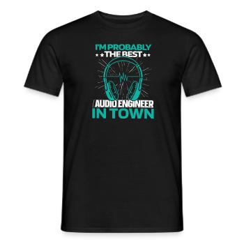 Tontechniker Toningenieur Kopfhörer - Männer T-Shirt - Schwarz - Vorne - AI Model Male 178 light (178cm)