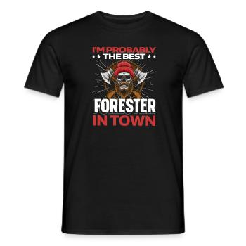 Woodcutter Forestry worker Lumberjack Skull - Men's T-Shirt - black - Front - AI Model Male 178 light (178cm)
