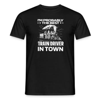 Train driver Lustig - Men's T-Shirt - black - Front - AI Model Male 178 light (178cm)
