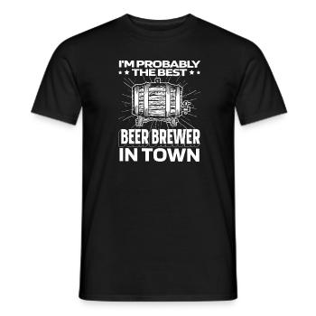 Hobby Brewer Beer Craft Beer Barrel - Men's T-Shirt - black - Front - AI Model Male 178 light (178cm)