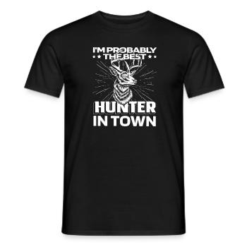 Chasse Chasseur Chasse au cerf - T-shirt homme - noir - Devant - AI Model Male 178 light (178cm)