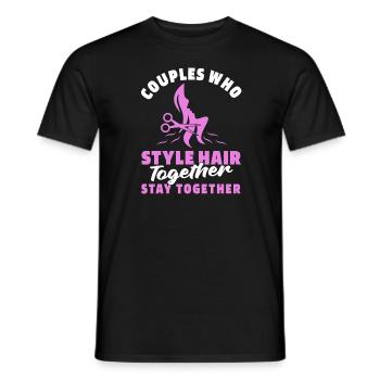 Hairdresser Hairstylist couple - Men's T-Shirt - black - Front - AI Model Male 178 light (178cm)
