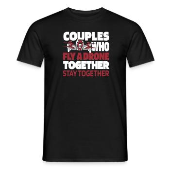 Drone Quadcopter Pair - Men's T-Shirt - black - Front - AI Model Male 178 light (178cm)