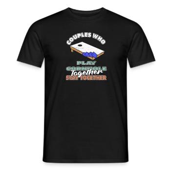 Cornhole Sackloch Spiel Paar - Männer T-Shirt - Schwarz - Vorne - AI Model Male 178 light (178cm)
