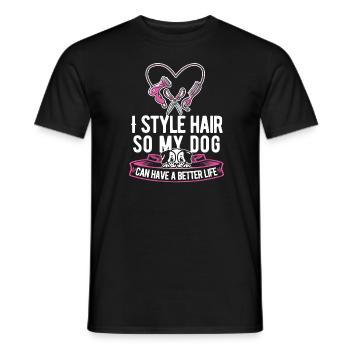 Hairdresser Hairstylist Dog - Men's T-Shirt - black - Front - AI Model Male 178 light (178cm)