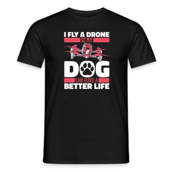 Drone Quadcopter Dog - Men's T-Shirt - black - Front - AI Model Male 178 light (178cm)