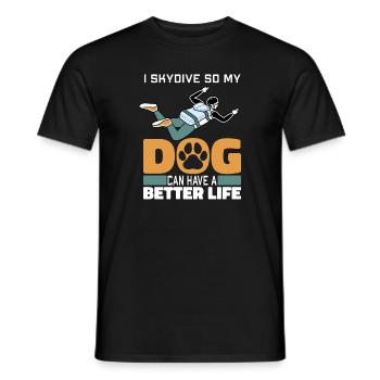 Parachutist Parachuting Dog - Men's T-Shirt - black - Front - AI Model Male 178 light (178cm)