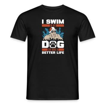 Swimming Swimmers Dog - Men's T-Shirt - black - Front - AI Model Male 178 light (178cm)