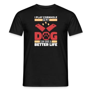 Cornhole Sackloch Spiel Hund - Männer T-Shirt - Schwarz - Vorne - AI Model Male 178 light (178cm)