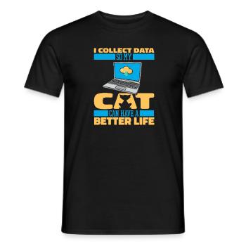 Data Science Data Analyst Cat - Men's T-Shirt - black - Front - AI Model Male 178 light (178cm)