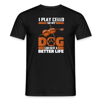 Cello Cellist Dog - Men's T-Shirt - black - Front - AI Model Male 178 light (178cm)