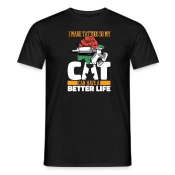 Tattoo Artist Tattoo Cat - Men's T-Shirt - black - Front - AI Model Male 178 light (178cm)