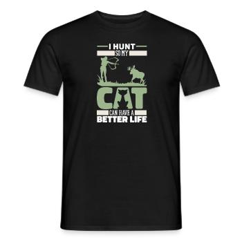 Bow Hunting Bow Hunter Cat - Men's T-Shirt - black - Front - AI Model Male 178 light (178cm)