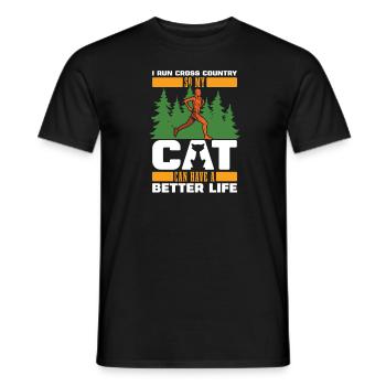 Xc Läufer Cross Country Running Katze - Männer T-Shirt - Schwarz - Vorne - AI Model Male 178 light (178cm)
