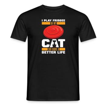 Frisbee Cat - Men's T-Shirt - black - Front - AI Model Male 178 light (178cm)