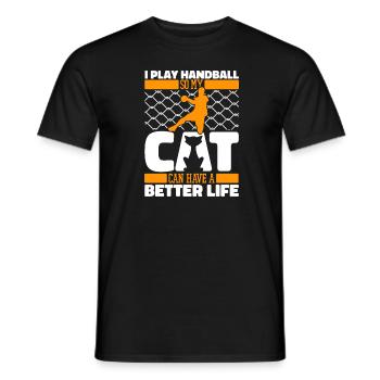 Handball Handballer Katze - Männer T-Shirt - Schwarz - Vorne - AI Model Male 178 light (178cm)