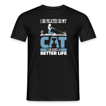 Chat Pilates - T-shirt homme - noir - Devant - AI Model Male 178 light (178cm)