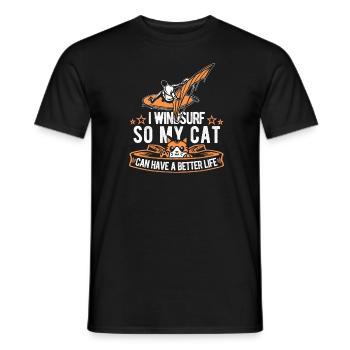 Windsurfing Windsurfer Cat - Men's T-Shirt - black - Front - AI Model Male 178 light (178cm)