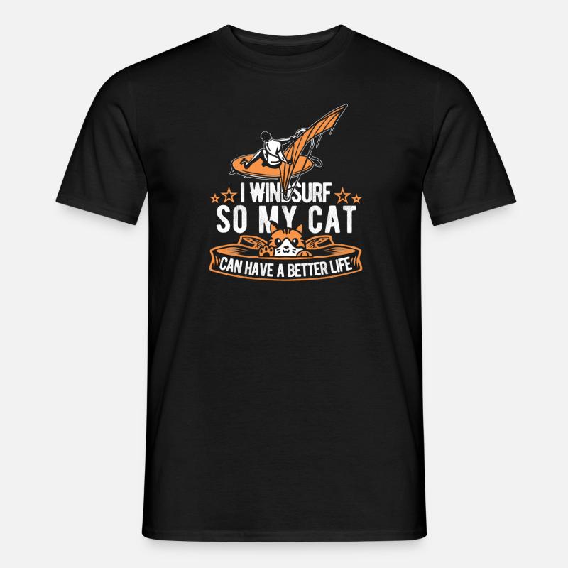 Windsurfen Windsurfer Katze - Männer T-Shirt - Schwarz