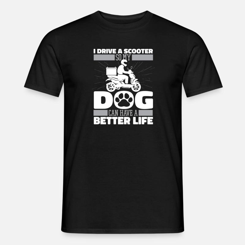Motorroller Hund - Männer T-Shirt - Schwarz