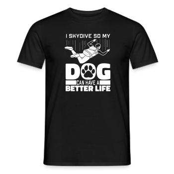 Parachutist Parachuting Dog - Men's T-Shirt - black - Front - AI Model Male 178 light (178cm)