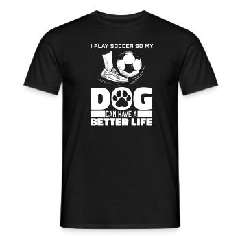 Football Footballeur Chien - T-shirt homme - noir - Devant - AI Model Male 178 light (178cm)