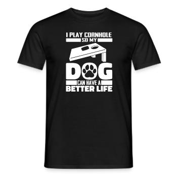 Cornhole Sackloch Spiel Hund - Männer T-Shirt - Schwarz - Vorne - AI Model Male 178 light (178cm)