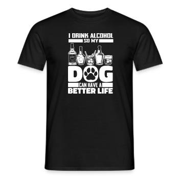 Drinking alcohol drinking dog - Men's T-Shirt - black - Front - AI Model Male 178 light (178cm)