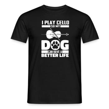 Cello Cellist Dog - Men's T-Shirt - black - Front - AI Model Male 178 light (178cm)