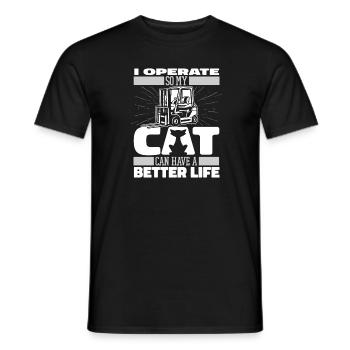 Heftruck Heftruck Driver Cat - Heren T-shirt - zwart - Voor - AI Model Male 178 light (178cm)