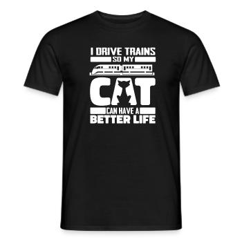 Lokführer Zugführer Katze - Männer T-Shirt - Schwarz - Vorne - AI Model Male 178 light (178cm)