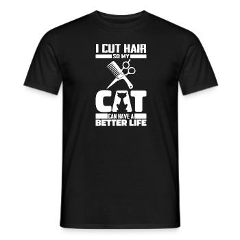 Barber Barbershop Katze - Männer T-Shirt - Schwarz - Vorne - AI Model Male 178 light (178cm)