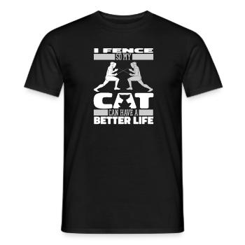 Fencing Fencing Cat - Men's T-Shirt - black - Front - AI Model Male 178 light (178cm)