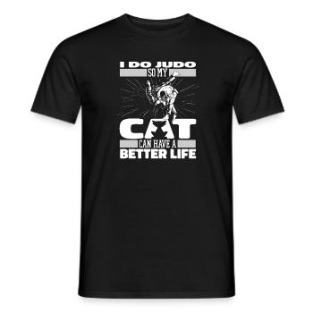 Judoka Cat - Men's T-Shirt - black - Front - AI Model Male 178 light (178cm)