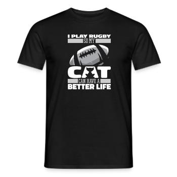 Rugby Katze - Männer T-Shirt - Schwarz - Vorne - AI Model Male 178 light (178cm)