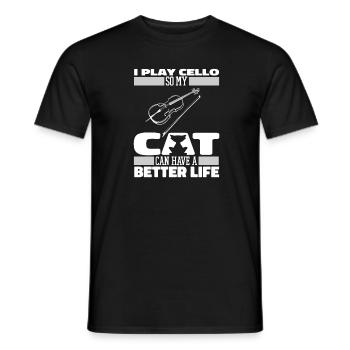 Cello Cellist Cat - Men's T-Shirt - black - Front - AI Model Male 178 light (178cm)