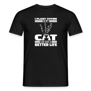 Thyme Herb Cat - Men's T-Shirt - black - Front - AI Model Male 178 light (178cm)
