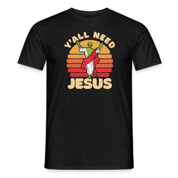Christ Christianity Extraterrestrial Jesus - Men's T-Shirt - black - Front - AI Model Male 178 light (178cm)