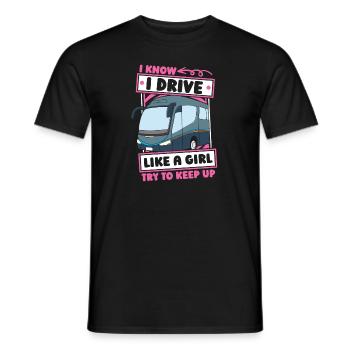 Chauffeur de bus filles - T-shirt homme - noir - Devant - AI Model Male 178 light (178cm)