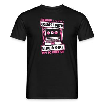 Data Science Data Analyst Girl - Men's T-Shirt - black - Front - AI Model Male 178 light (178cm)