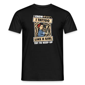 Tattoo Artist Tattoo Girl - Men's T-Shirt - black - Front - AI Model Male 178 light (178cm)