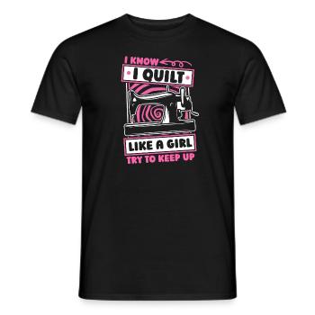 Quilting Girls - Men's T-Shirt - black - Front - AI Model Male 178 light (178cm)